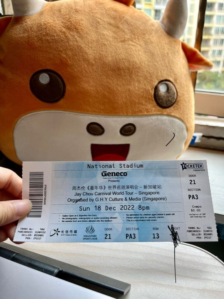 jay chou concert ticket cat 1 ticket