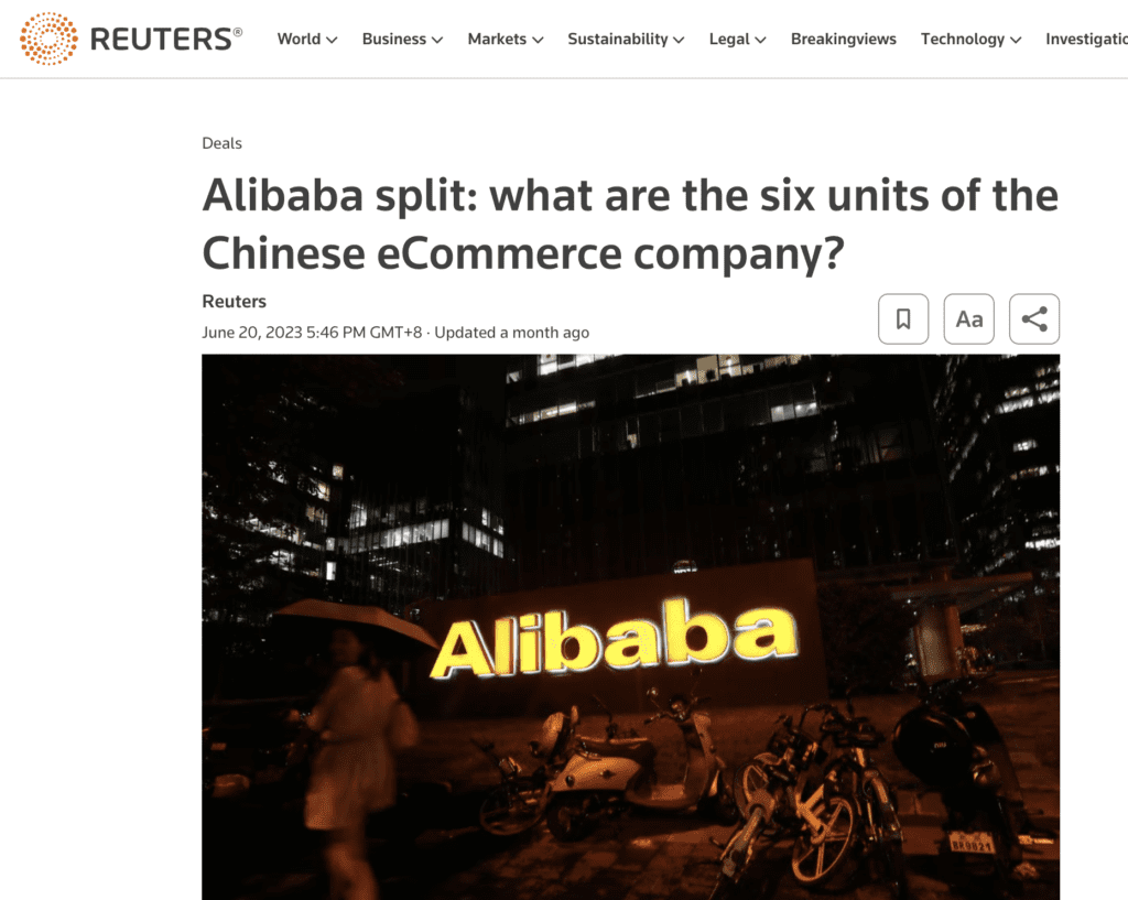 alibaba split news